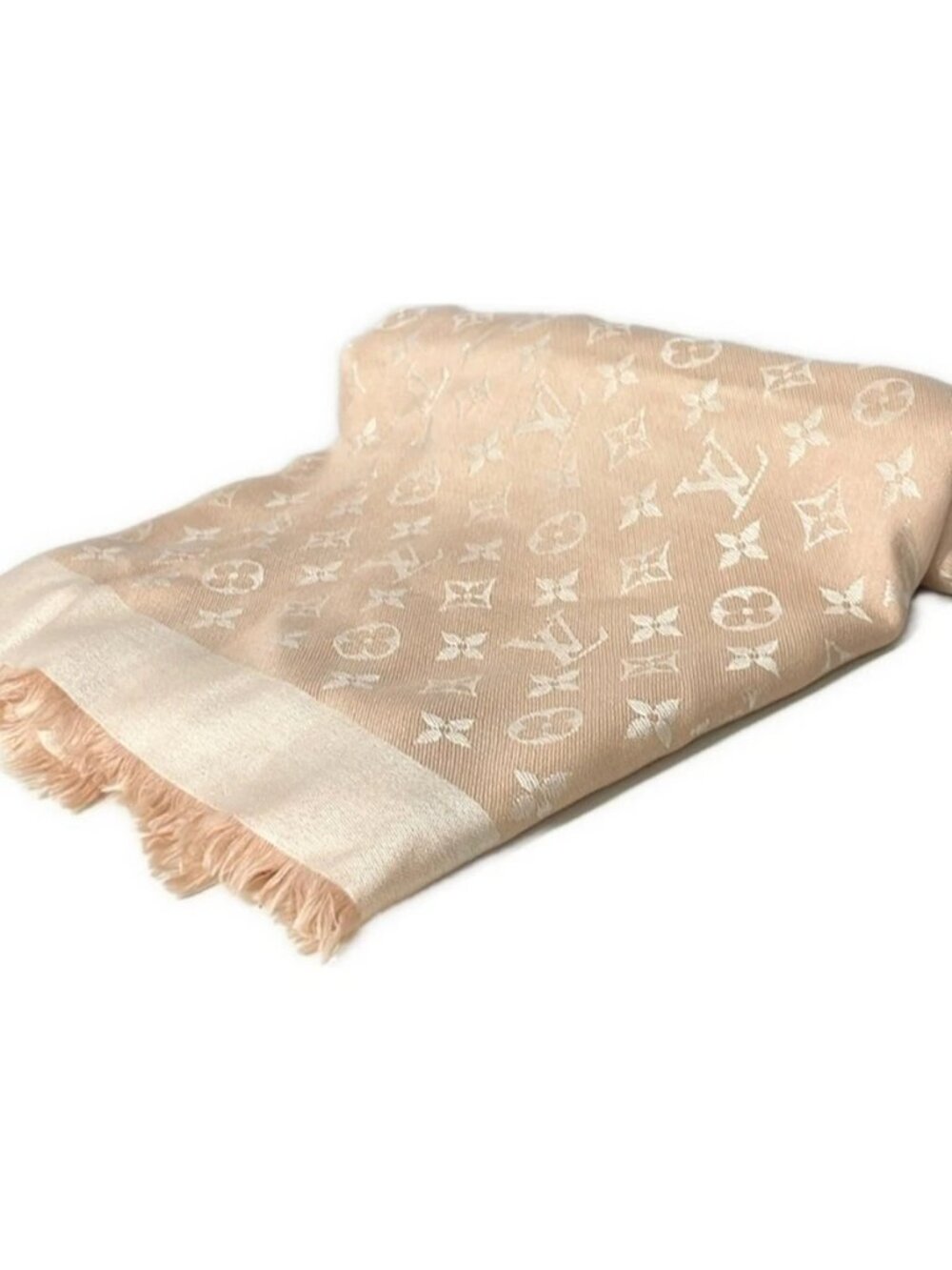 LOUIS VUITTON Shawl Monogram Denim M72046 Rose IS0137 Scarf 60 Silk & 40 Wool